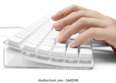 Typing on a White Computer Keyboard