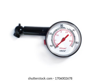 Tyre Air Pressure Gauge Isolated On White