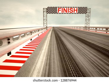 Tyre Drift On Race Circuit Finish Line Illustration