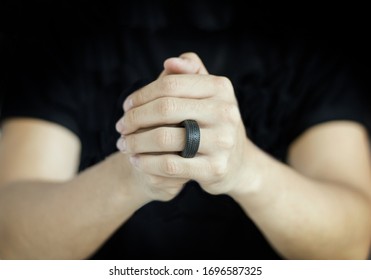 Tyre Ring On Love Finger With White Isolated Background In Concept Man Love Racing 