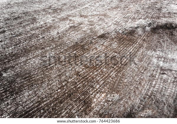 Tyre track on dirt sand or mud, retro\
tone, grunge tone, drive on sand, off road\
track