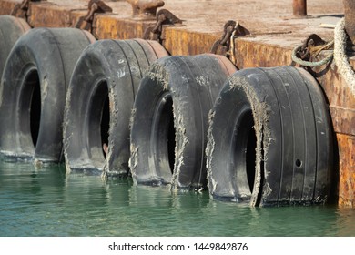 Tyres fixed to avoid collision with other object of a Dregding machine, Bahrain 