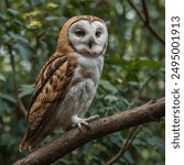 Tyto alba pratincola, commonly known as the American barn owl, is a subspecies of the barn owl found primarily in the Americas. It features a distinctive heart-shaped facial disc, which is typically w