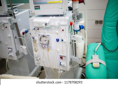 
 Tyumen, Tyumen region / Russia - 12/09/2018  Opening of outpatient dialysis center. Equipment for ambulatory dialysis 