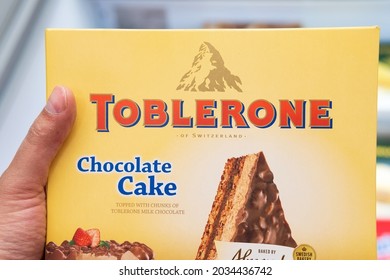 Tyumen, Russia-june 08, 2021: Swiss Milk Chocolate Toblerone. Made By Kraft Foods.