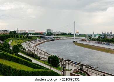 Tyumen, Russia-June 12, 2022: Embankment Of The Tura River, The Main Embankment Of The Oldest Russian City In Siberia