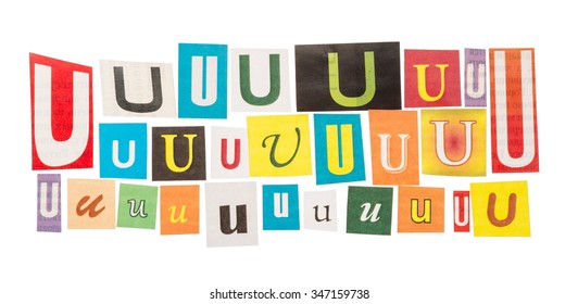 U cut out letters set on background - Shutterstock ID 347159738