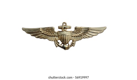 U. S. Navy Pilot Gold Wings Isolated Over White With Clipping Path At This Size