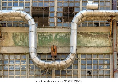 U Shape Bend At Steam Pipe Line In Old Factory