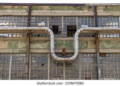 U Shape Bend Steam Pipe Line In Old Factory