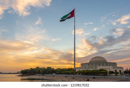 UAE Flag Near Heritage Village, Abu Dhabi. UAE.