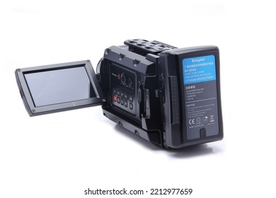 UAE,Dubai , 12-October-2022 ,Black Magic Design URSA Mini 4K Digital Cinema Camera , View Of The Video Recorder Is Recording