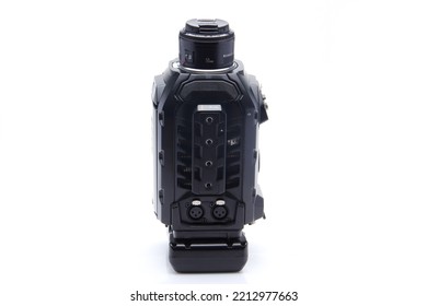 UAE,Dubai , 12-October-2022 ,Black Magic Design URSA Mini 4K Digital Cinema Camera ,stranded Photo.white Background.