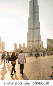 UAE/DUBAI - 14 SEP 2012 - People walking on the streets of dubai with buildings