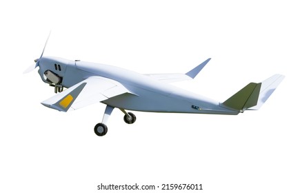 UAV Drone Isolated On White Background. Unmanned Aerial Vehicle. A Small Plane Without A Pilot. Object.