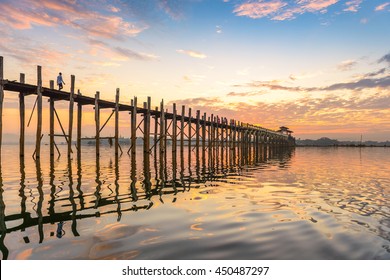 U-Bein Bridge in Mandalay, Myanmar. - Shutterstock ID 450487297