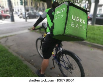 Uber Eats Bicycle Delivery Man Italian Stock Photo 1087718534 ...