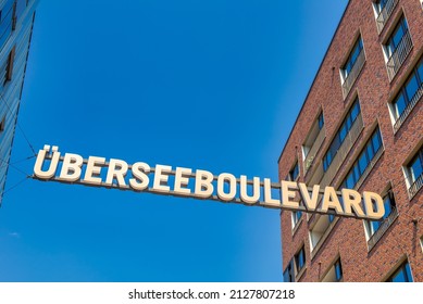 Ubersee Boulevard Sign In Hamburg, Germany