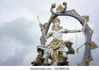 Ubud, Bali, Indonesia (13 January 2022) : One of the landmarks of Ubud, Bali. Called the statue of "God Indra" one of the gods according to Hindu belief in Bali.