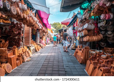 Ubud, Bali / Indonesia - February 12, 2020: Tourists Visiting Ubud Market Or Known As Ubud Art Market