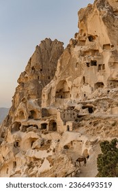 Uchhisar Cave City at sunset in Cappadocia - Shutterstock ID 2366493519