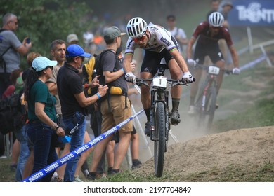 UCI 2022 Mountain Bike World Cup In Commezzadura On September 4, 2022. Finals Cross Country Olympic Men Race With Nino Schurter (SUI) On A Jump