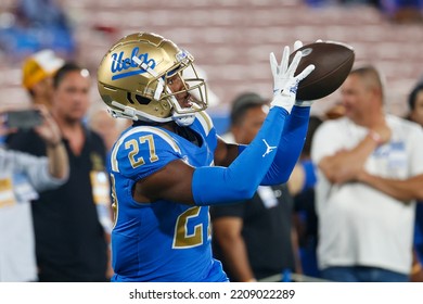 UCLA Wide Receiver Ashton Authement (27) Warms Up Before An NCAA College Football Game Against The Washington Friday, Sept. 30, 2022, In Pasadena, Calif. 