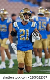 UCLA Wide Receiver Bradley Schlom (21) Warms Up Before An NCAA College Football Game Against The Washington Friday, Sept. 30, 2022, In Pasadena, Calif. 