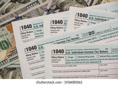ud dollar on 1040 individual tax form. financial and accounting concept