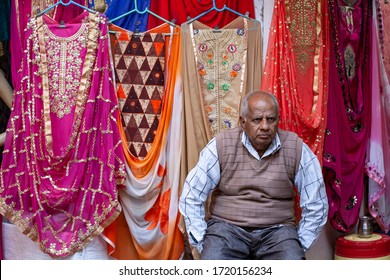 Udaipur City In India, February 8, 2018: Sari Store Owner Selling In Udaipur Center Market