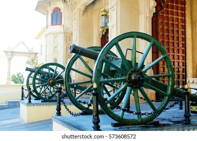 Udaipur City Palace Entrance With Giant Canon.