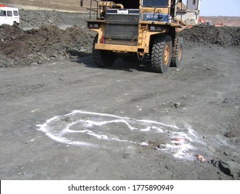 Udaipur, India - June 12, 2020 : A Mining Accident At A Marble Mines Due To A Dumper Truck Earthmover.