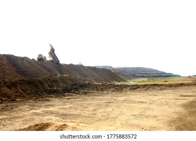 Udaipur, India - June 29, 2020 : A Mines In Dia With Operating Heavy Machinery Equipments And Dump Truck Earthmover.