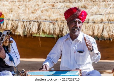 Udaipur, Rajasthan, India, 02:02:2021: Folk Singers In Rajasthan