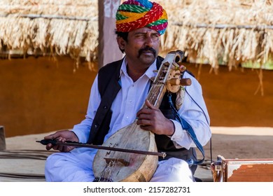 Udaipur, Rajasthan, India, 02:02:2021: Folk Singers In Rajasthan