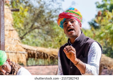 Udaipur, Rajasthan, India, 02:02:2021: Folk Singers In Rajasthan