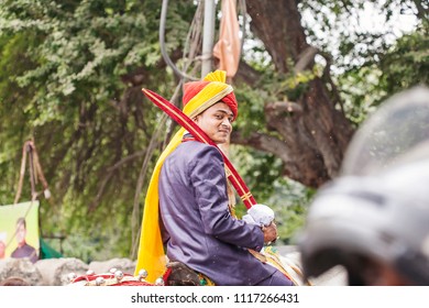 Udaipur, Rajasthan, India, February 6, 2018: Young Indian Groom At Traditional Indian Wedding