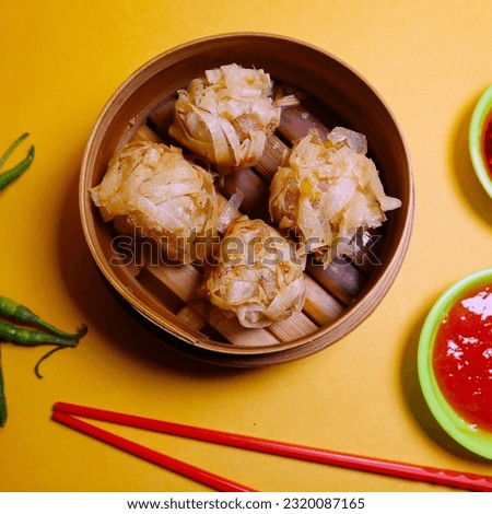 Udang Rambutan, Crispy Dimsum Chinese Dumpling with Shrimp Coating with Noodle, Depp Fried, Served with Sauce

