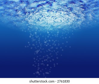 Uderwater scene with group of bubbles
