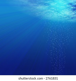 Uderwater scene with group of bubbles