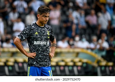 Udine, Italy, August 22, 2021, Paulo Dybala (Juventus) portrait during warm up during Italian football Serie A match Udinese Calcio vs Juventus FC