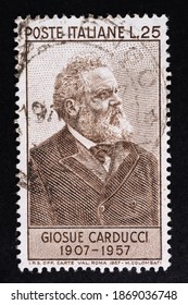 Udine, Italy. December 5, 2020. The Commemorative Italian Postage Stamp Of   Giosuè Carducci  