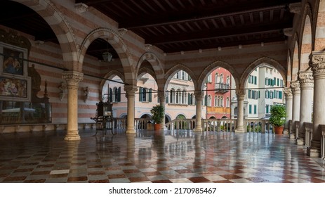 Udine, Italy - June 21, 2022: the Loggia del Lionello is an iconic site in Udine city, Friuli Venezia Giulia, Italy. Majestic Italian architecture.