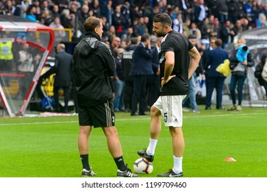 UDINE, ITALY - OCT 6, 2018: Andrea Barzagli. Warming Up. Udinese - Juventus. Serie A