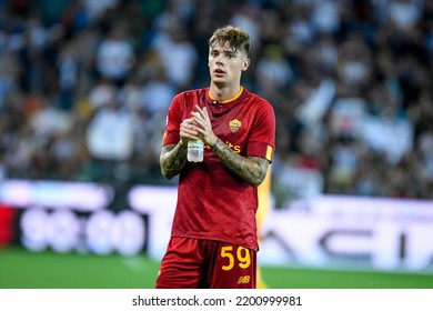 Udine, Italy, September 04, 2022, Roma's Nicola Zalewski Greets Fans During Italian Soccer Serie A Match Udinese Calcio Vs AS Roma
