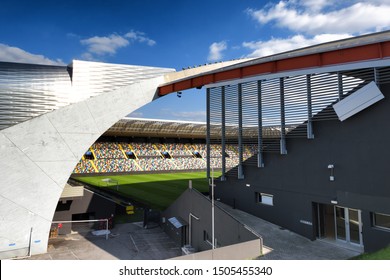 Udine, Italy - September 15, 2019: View Of A Soccer Or Football Stadium, Dacia Arena - Stadio Friuli, The Main Friuli Venezia Giulia Region Stadium.