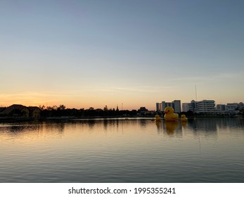 Udonthani Day Trip, Twilight Landscape View Of Yellow Duck Family, The Landmark Of Nongphajak, Udon Thani, Thailand On November, 2020 - No Edit