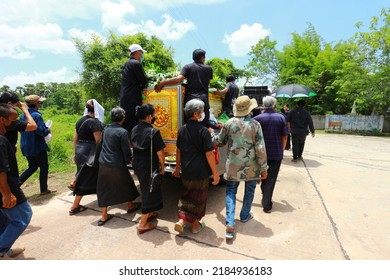 Udon-Thani Province Thailand , July 27 - 2022 : Thai Funeral, Buddhist Ceremony