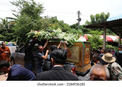 Udon-Thani Province Thailand , July 27 - 2022 : Thai Funeral, Buddhist Ceremony