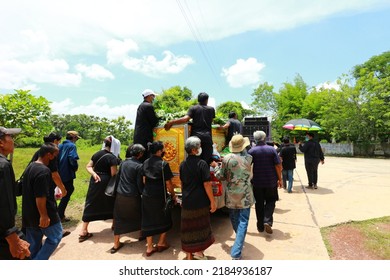 Udon-Thani Province Thailand , July 27 - 2022 : Thai Funeral, Buddhist Ceremony